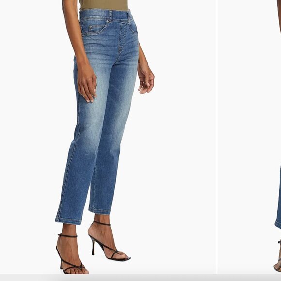 SPANX Blue straight leg Jeans XL - Picture 1 of 12